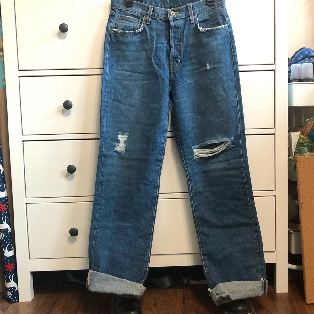 Women’s Carmar DarkWash Distressed Boyfriend Jeans